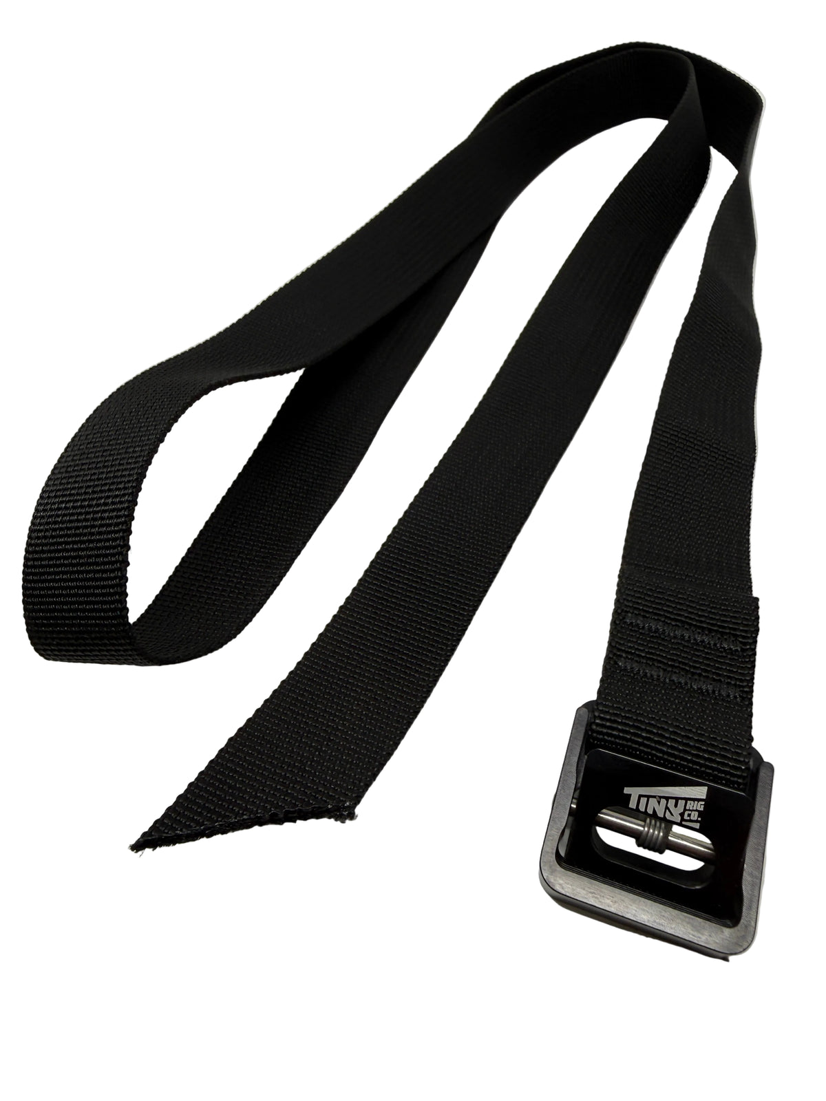 Black belt with a metal buckle on a white background