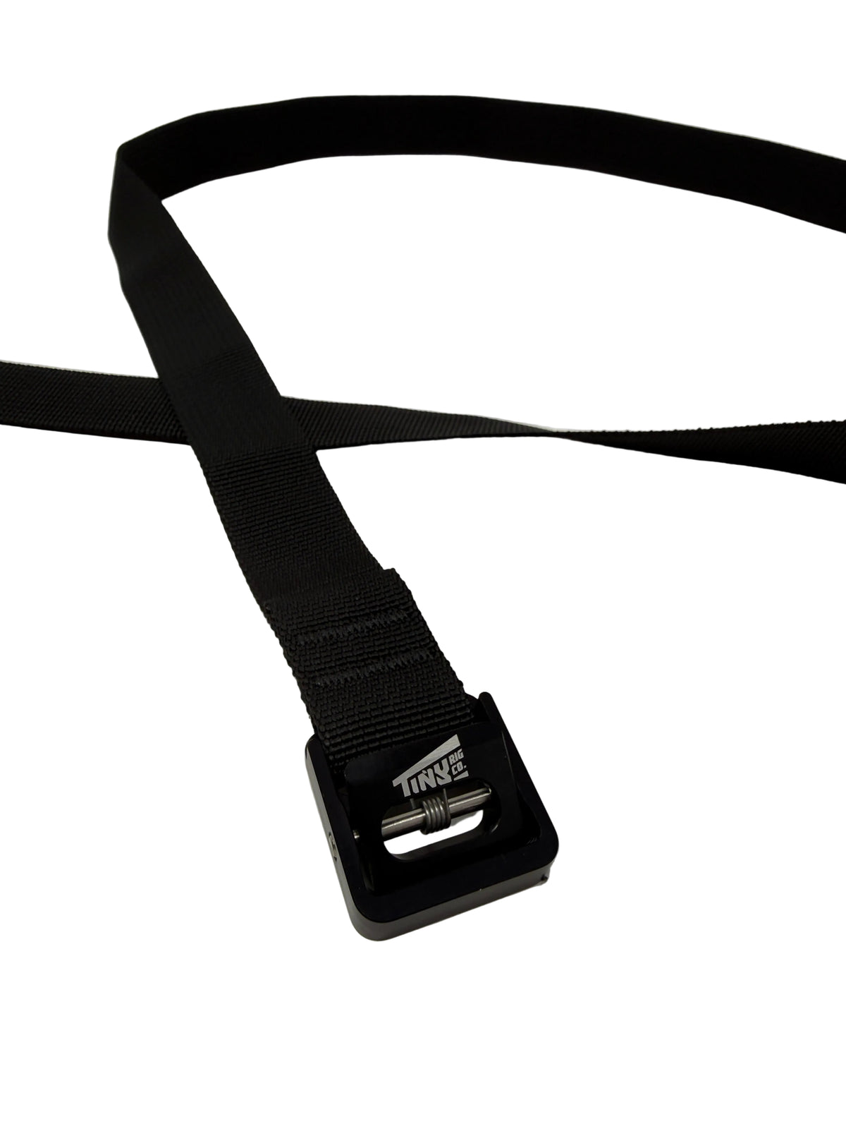 Black strap with a visible brand logo on a white background