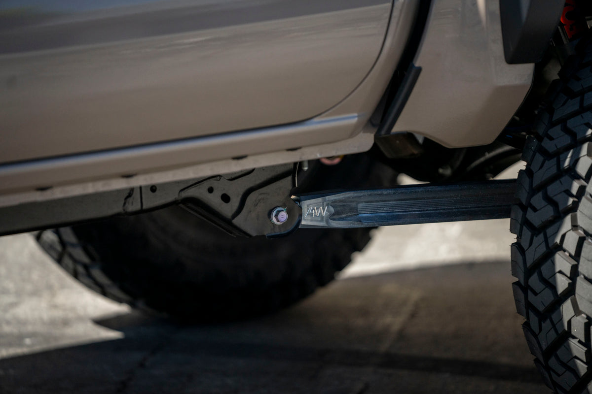 74weld rear lower links installed on a 4th gen Toyota Tacoma