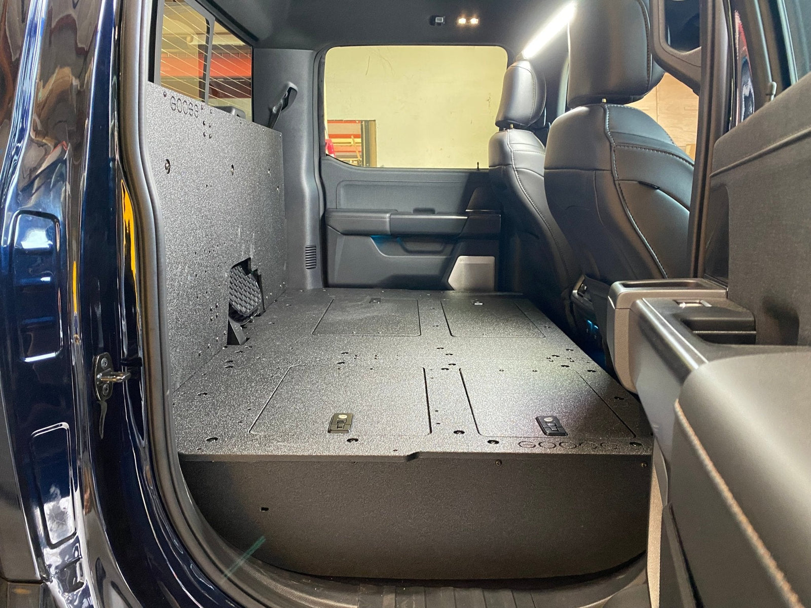 Ford Super Duty Ford - F250-F550 - 2023-Present - 5th Gen. Crew Cab - Second Row Seat Delete Plate System with Factory B&O Subwoofer Center Wall with Exterior Port