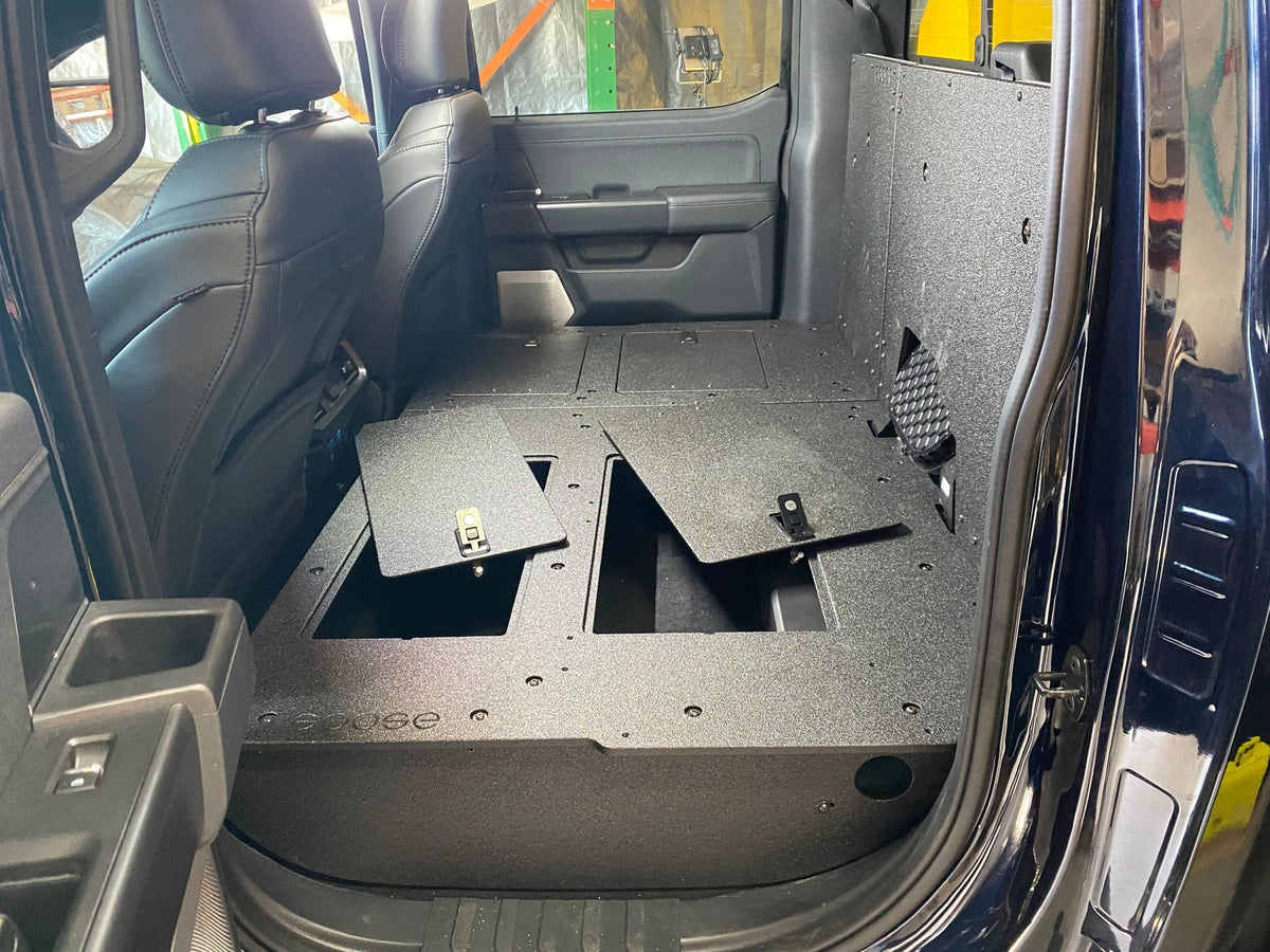 Ford Super Duty Ford - F250-F550 - 2023-Present - 5th Gen. Crew Cab - Second Row Seat Delete Plate System with Factory B&O Subwoofer Center Wall with Exterior Port